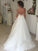 A-Line/Princess Tulle Off-the-Shoulder Sweep/Brush Train Long Sleeves Wedding Dresses TPP0006177