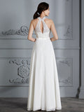 A-Line/Princess Scoop Sleeveless Floor-Length Chiffon Wedding Dresses TPP0006361