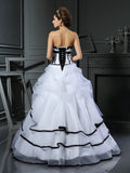 Ball Gown Sweetheart Applique Sleeveless Long Satin Wedding Dresses TPP0006342