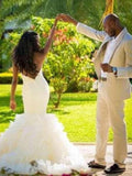 Trumpet/Mermaid Sleeveless Sweetheart Court Train Organza Wedding Dresses TPP0006247