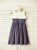 A-line/Princess Scoop Sleeveless Ruffles Tea-Length Chiffon Flower Girl Dresses TPP0007860