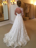 Ball Gown High Neck Long Sleeves Lace Court Train Wedding Dresses TPP0006129
