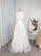 A-Line/Princess Sleeveless Organza V-neck Applique Sweep/Brush Train Wedding Dresses TPP0006149
