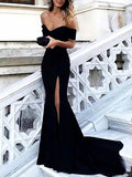 Sheath Off-the-Shoulder Sleeveless Court Train With Ruched Spandex Dresses TPP0001513