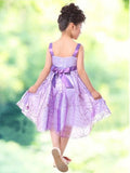 A-line/Princess Straps Sleeveless Hand-made Flower Short Tulle Flower Girl Dresses TPP0007811