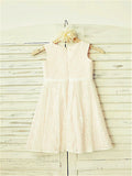 A-line/Princess Jewel Sleeveless Tea-Length Lace Flower Girl Dresses TPP0007910