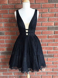 A-Line/Princess V-Neck Lace Sleeveless Short/Mini Dresses TPP0008203