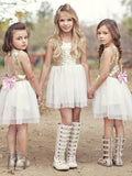 A-Line/Princess Scoop Tulle Ruffles Sleeveless Short/Mini Flower Girl Dresses TPP0007815