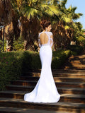 Sheath/Column Scoop Applique Long Sleeves Long Chiffon Wedding Dresses TPP0006143