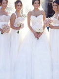 Ball Gown Tulle Applique Sweetheart Sleeveless Sweep/Brush Train Wedding Dresses TPP0006520