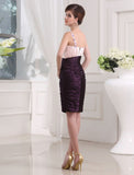 Sheath/Column Beading Sleeveless Straps Applique Elastic Woven Satin Bridesmaid Dresses TPP0005840