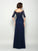 A-Line/Princess Off-the-Shoulder Beading 1/2 Sleeves Long Chiffon Mother of the Bride Dresses TPP0007036