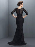 Trumpet/Mermaid Bateau Lace 3/4 Sleeves Long Elastic Woven Satin Mother of the Bride Dresses TPP0007123