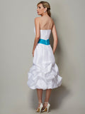 A-Line/Princess Strapless Sleeveless Short Taffeta Bridesmaid Dresses TPP0005786