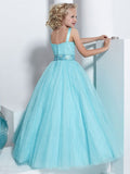 Ball Gown Straps Sleeveless Crystal Floor-Length Tulle Flower Girl Dresses TPP0007592