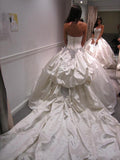 Ball Gown Satin Sweetheart Ruffles Sleeveless Cathedral Train Wedding Dresses TPP0006326