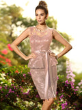 Sheath/Column Scoop Lace Sleeveless Short Satin Bridesmaid Dresses TPP0005487