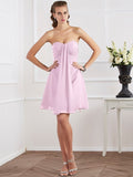 A-Line/Princess Strapless Sleeveless Pleats Short Chiffon Bridesmaid Dresses TPP0005100