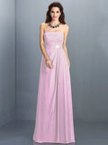 A-Line/Princess Strapless Rhinestone Sleeveless Long Chiffon Bridesmaid Dresses TPP0005471