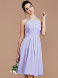 A-Line/Princess Halter Sleeveless Ruched Short/Mini Chiffon Bridesmaid Dresses TPP0005152