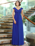 A-Line/Princess V-neck Sleeveless Long Chiffon Bridesmaid Dresses TPP0005524