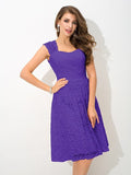A-Line/Princess Straps Lace Sleeveless Short Lace Bridesmaid Dresses TPP0005186