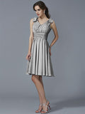 A-Line/Princess Straps Sleeveless Pleats Short Chiffon Bridesmaid Dresses TPP0005641