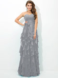 A-Line/Princess Sweetheart Layers Sleeveless Long Chiffon Bridesmaid Dresses TPP0005233
