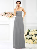 A-Line/Princess Strapless Hand-Made Flower Sleeveless Long Chiffon Bridesmaid Dresses TPP0005309