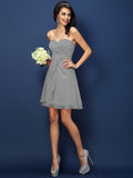 A-Line/Princess Sweetheart Beading Sleeveless Short Chiffon Bridesmaid Dresses TPP0005052