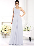 A-Line/Princess One-Shoulder Ruched Sleeveless Long Chiffon Bridesmaid Dresses TPP0005477