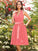 A-Line/Princess Halter Pleats Sleeveless Short Chiffon Bridesmaid Dresses TPP0005384