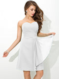 Sheath/Column Sweetheart Pleats Sleeveless Short Chiffon Bridesmaid Dresses TPP0005639