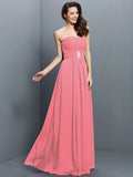 A-Line/Princess Strapless Pleats Sleeveless Long Chiffon Bridesmaid Dresses TPP0005391