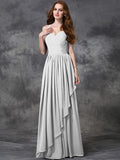 A-line/Princess Spaghetti Straps Sleeveless Long Ruffles Chiffon Bridesmaid Dresses TPP0005431