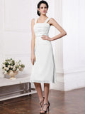 Sheath/Column Straps Sleeveless Sash Pleats Short Chiffon Bridesmaid Dresses TPP0005805