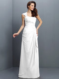 A-Line/Princess Straps Pleats Sleeveless Long Chiffon Bridesmaid Dresses TPP0005181