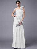Sheath/Column One-Shoulder Sleeveless Pleats Long Chiffon Bridesmaid Dresses TPP0005498