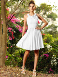 A-Line/Princess Scoop Hand-Made Flower Sleeveless Short Chiffon Bridesmaid Dresses TPP0005194