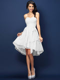 A-Line/Princess Sweetheart Pleats Bowknot Sleeveless Short Chiffon Bridesmaid Dresses TPP0005328