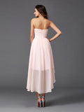 A-Line/Princess Sweetheart Ruffles Sleeveless High Low Chiffon Bridesmaid Dresses TPP0005195