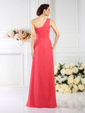 A-Line/Princess One-Shoulder Pleats Sleeveless Long Chiffon Bridesmaid Dresses TPP0005537