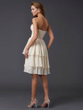 Sheath/Column Sweetheart Sleeveless Short Chiffon Bridesmaid Dresses TPP0005867