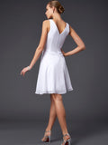 A-Line/Princess V-neck Sleeveless Pleats Short Chiffon Bridesmaid Dresses TPP0005099