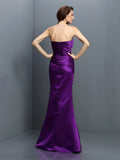 Trumpet/Mermaid Strapless Pleats Sleeveless Long Satin Bridesmaid Dresses TPP0005027