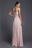 A-Line/Princess V-neck Sleeveless Long Ruffles Chiffon Bridesmaid Dresses TPP0005130