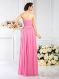 A-Line/Princess Strapless Pleats Sleeveless Long Chiffon Bridesmaid Dresses TPP0005716