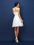 A-Line/Princess Sweetheart Lace Pleats Sleeveless Short Satin Bridesmaid Dresses TPP0005420