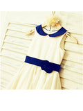 A-line/Princess Scoop Sleeveless Hand-made Flower Tea-Length Satin Flower Girl Dresses TPP0007920