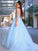 A-Line/Princess Scoop Sleeveless Tulle Applique Sweep/Brush Train Dresses TPP0001530